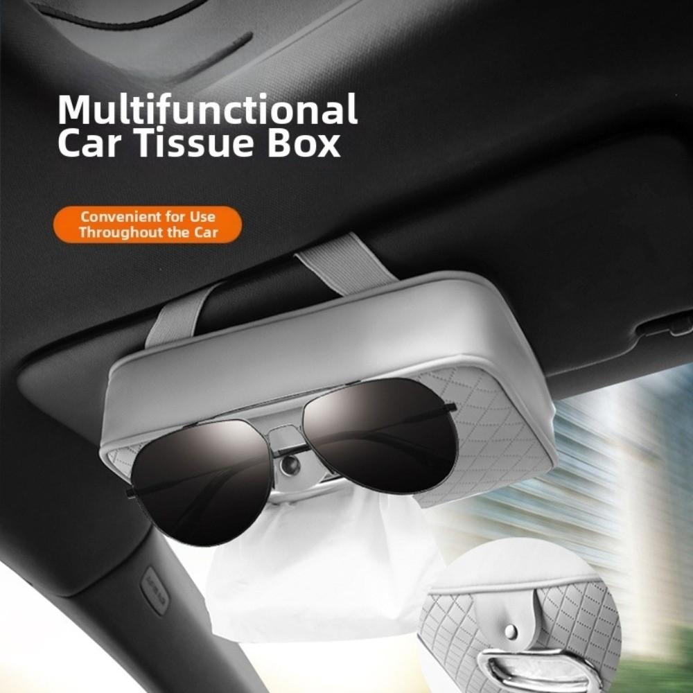 Thickened Car Visor Tissue Box PU Leather Backseat Tissue Case Car Interior Accessories