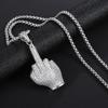 Gesture Pendant Necklace Hiphop Vertical Middle Finger Trendy Men Stylish