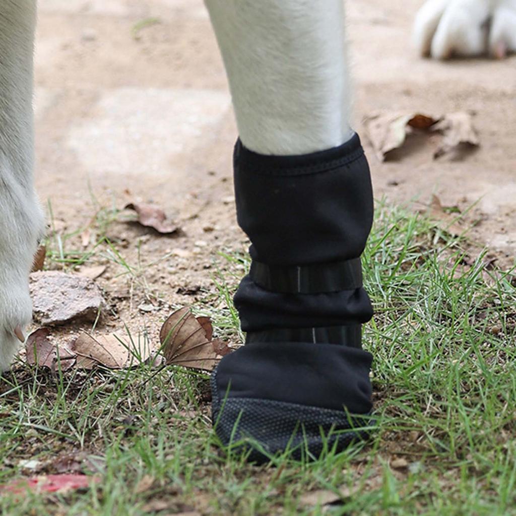 4Pcs Dog Feet Cover Protective Shoes for Pet with Adjustable Sticker Shoes Dogs Thick Grip Booties with Adjustable Stick