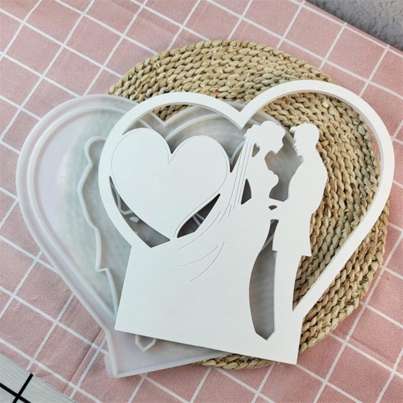 3D Candlestick Silicone Mold Couple Love Heart Candle Base Molds Gypsum Candle Holder Mould Home Decorations Moulds