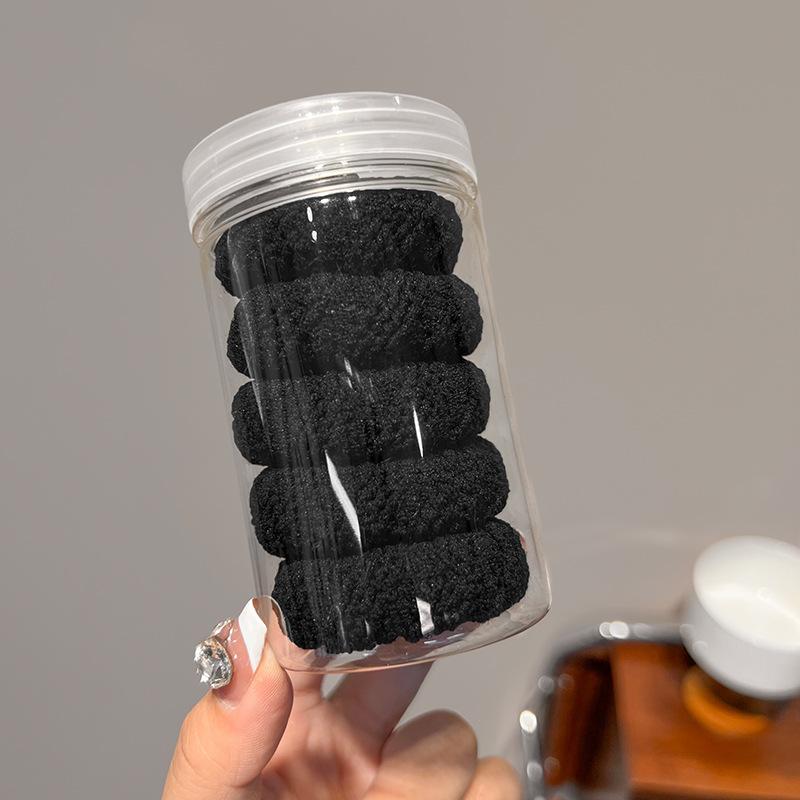 

5pcs/Set Mixed Color Thick Hair Ties Soft Seamless Towel Scrunchies Women Girls Elastic No Damage Ponytail Holders Rubber Band 5pcs чорний
