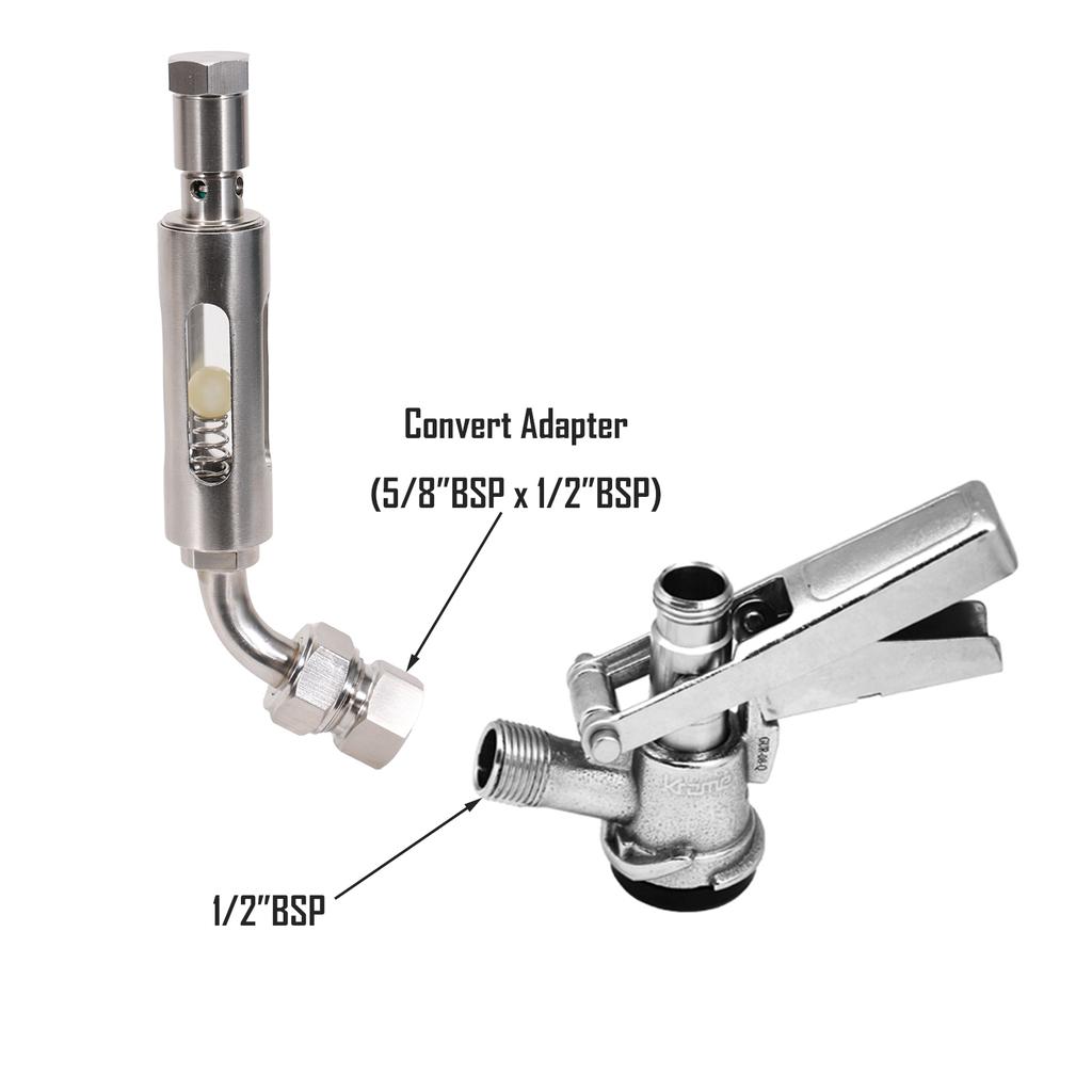 Pro Keg Filler FOB Beer Stop w/Adjustable PRV for UK Keg Coupler 1/2"BSP Manual Keg Filler No Overflows Counter-pressure Fill
