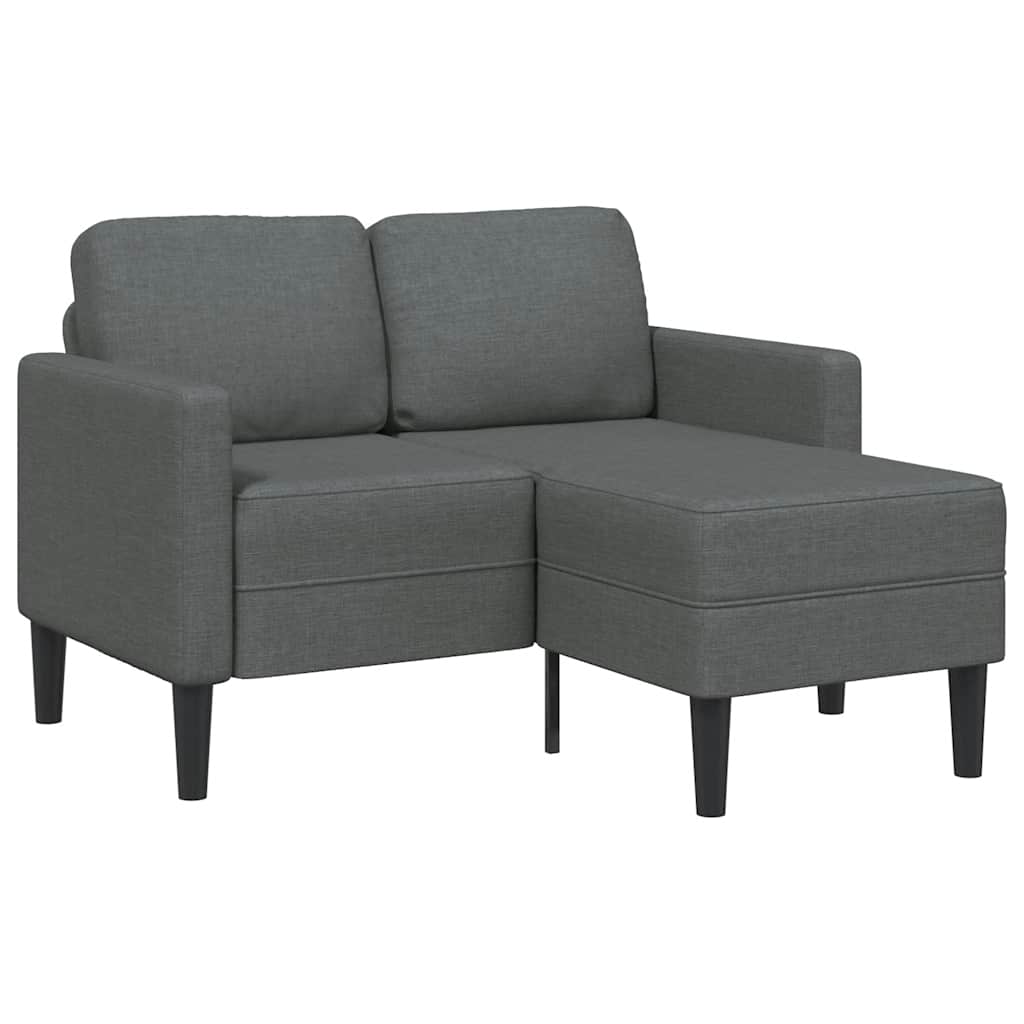 2-Sitzer L-förmiges Sofa mit Chaiselongue Dunkelgrau 125 cm Stoff