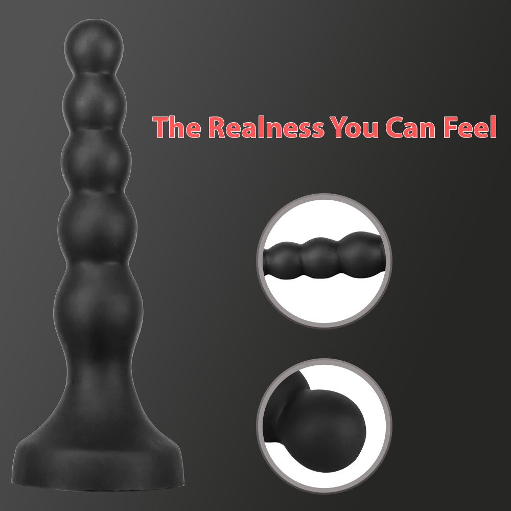 New Five Bead Anal Strips Liquid Silicone Soft dildo Masturbator with Anal Stopper and Expansion for Men's Postcoital Orgasm Products