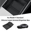 Car Armrest Lower Storage Box For Tesla Model Y Standard RWD 2026 Silicone Center Console Armrest Storage Box Organizer Tray Mat