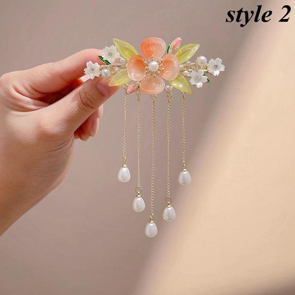 1PC Fashion Elegant Pearl Tassel Hair Claw Clips Hairpins Flower Hair Clip Headwear for Women Girls Hair Accessories