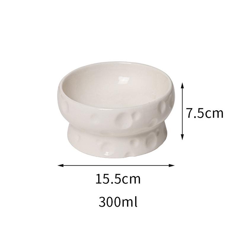Ceramics Cat Bowl With Cheese Design Cat Food Bowl Water Plate Snack Dish Large Caliber Anti-Tip With Stand For Neck Protection