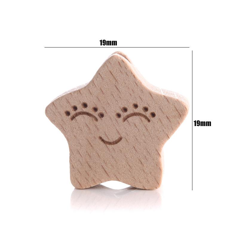 10Pcs Natural Beech Wooden Beads Cat Heart Butterfly Rainbow Cat Teethers Beads for Baby Necklace Pacifier Chain Crafts Jewelry