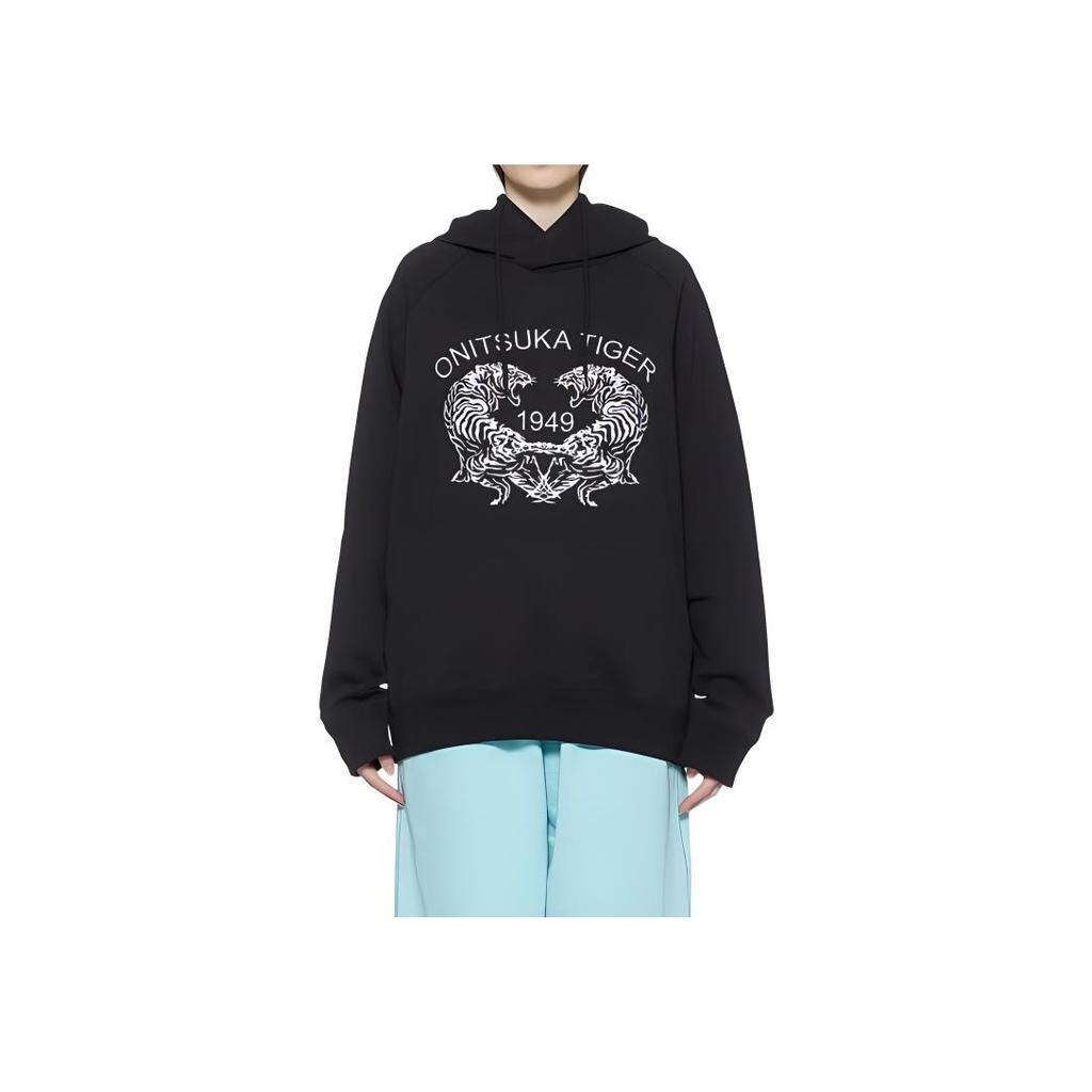 Onitsuka Tiger Letter And Number Print Comfortable Hoodie Unisex hoodies Black 2183B185-001