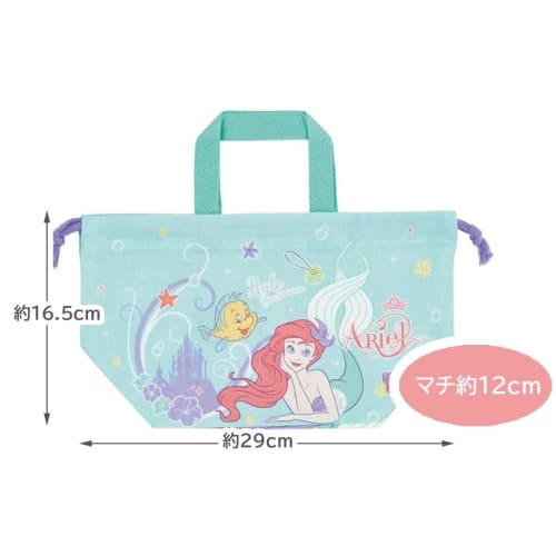 Skater Children's Drawstring Lunch Bag, Made in Japan, Disney Ariel, Size 24, KB7-A