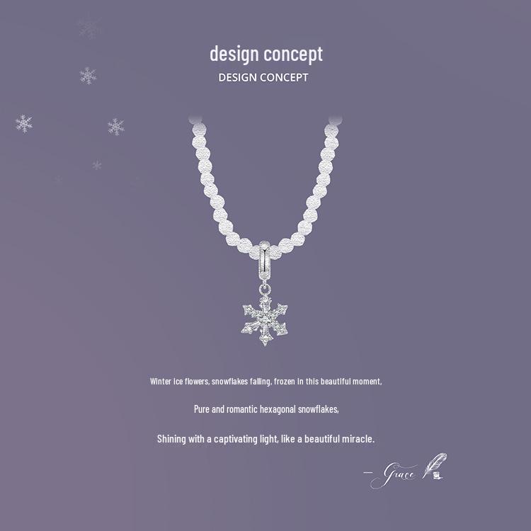 Yinziyun Original Design S925 Sterling Silver Ice Flower Winter Necklace for Women