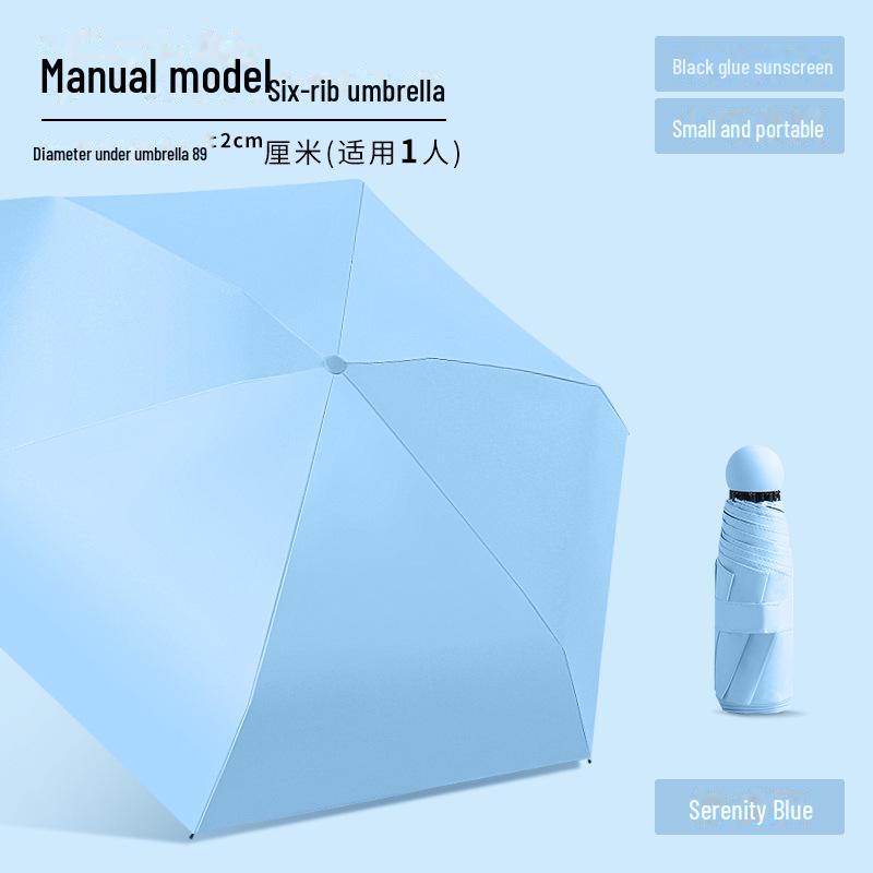 50 % rabatt på svart kapselparaply i lommeformat - Seks-skjerms sammenleggbar for sol og regn