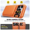 Shockproof Protective Wallet Case with Card Holder, Kickstand and Sliding Camera Cover for iPhone 17 Pro-Orange