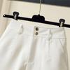 Women's White High-Waisted Wide-Leg Suit Shorts - Summer Petite Loose A-Line Hot Pants