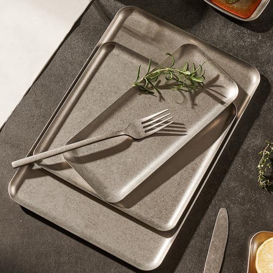 Vintage čtvercový talíř na jídlo Nerezová servírovací mísa na steaky, dezerty, dorty Podnos do myčky nádobí Stolní nádobí pro domácí použití a restaurace