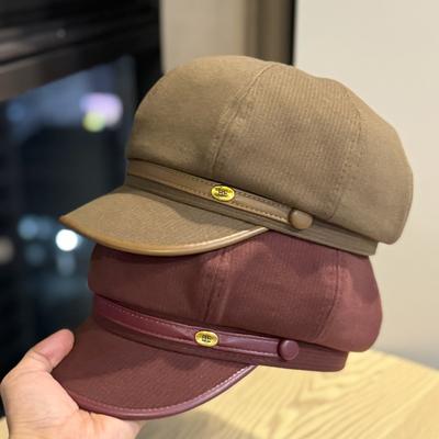 New Autumn Octagonal Beret for Women Retro British Style Small Korean Version Casual Versatile Duck Bill Painter Hat Trendy