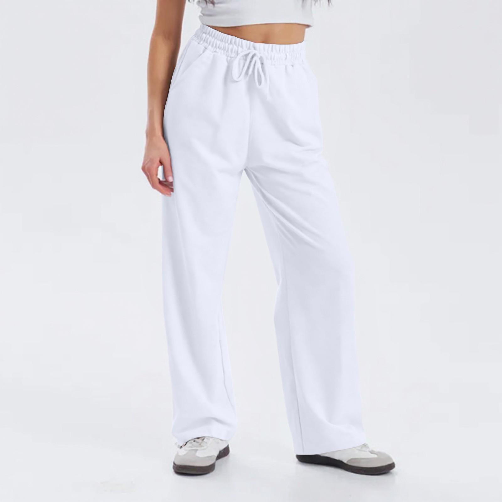 

Женские брюки Модные повседневные брюки Однотонные брюки на кулиске L белый