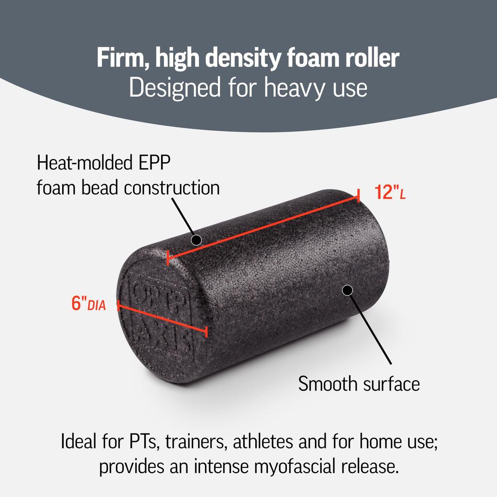 OPTP AXIS High Density Foam Roller, Black, OPTP Axis Roller Round, 12 X 6, Black