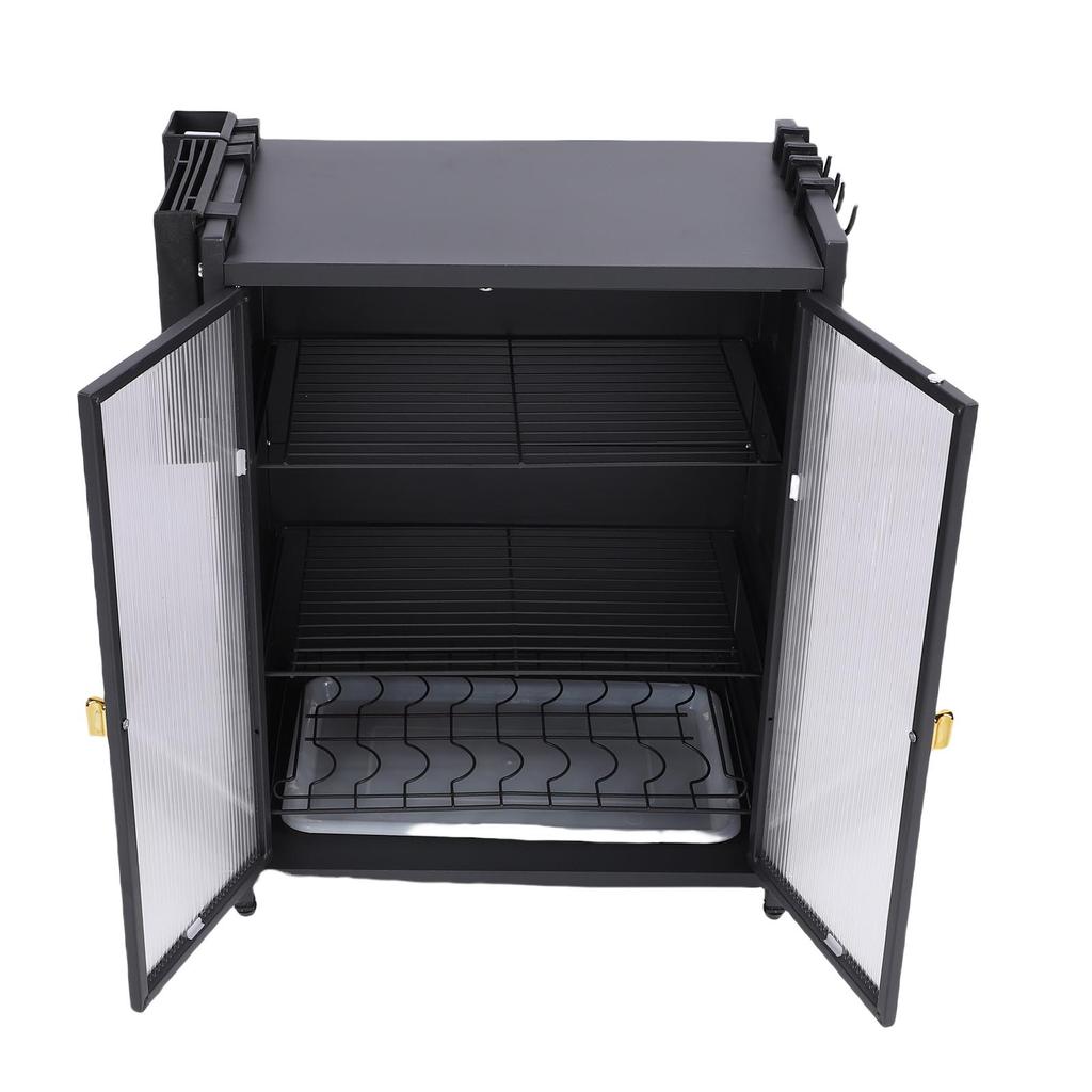 Kitchen Countertop Dish Storage Cabinet 3 Tier Dish Rack Space Saving Multifunctional Large Storage Shelf Organizer