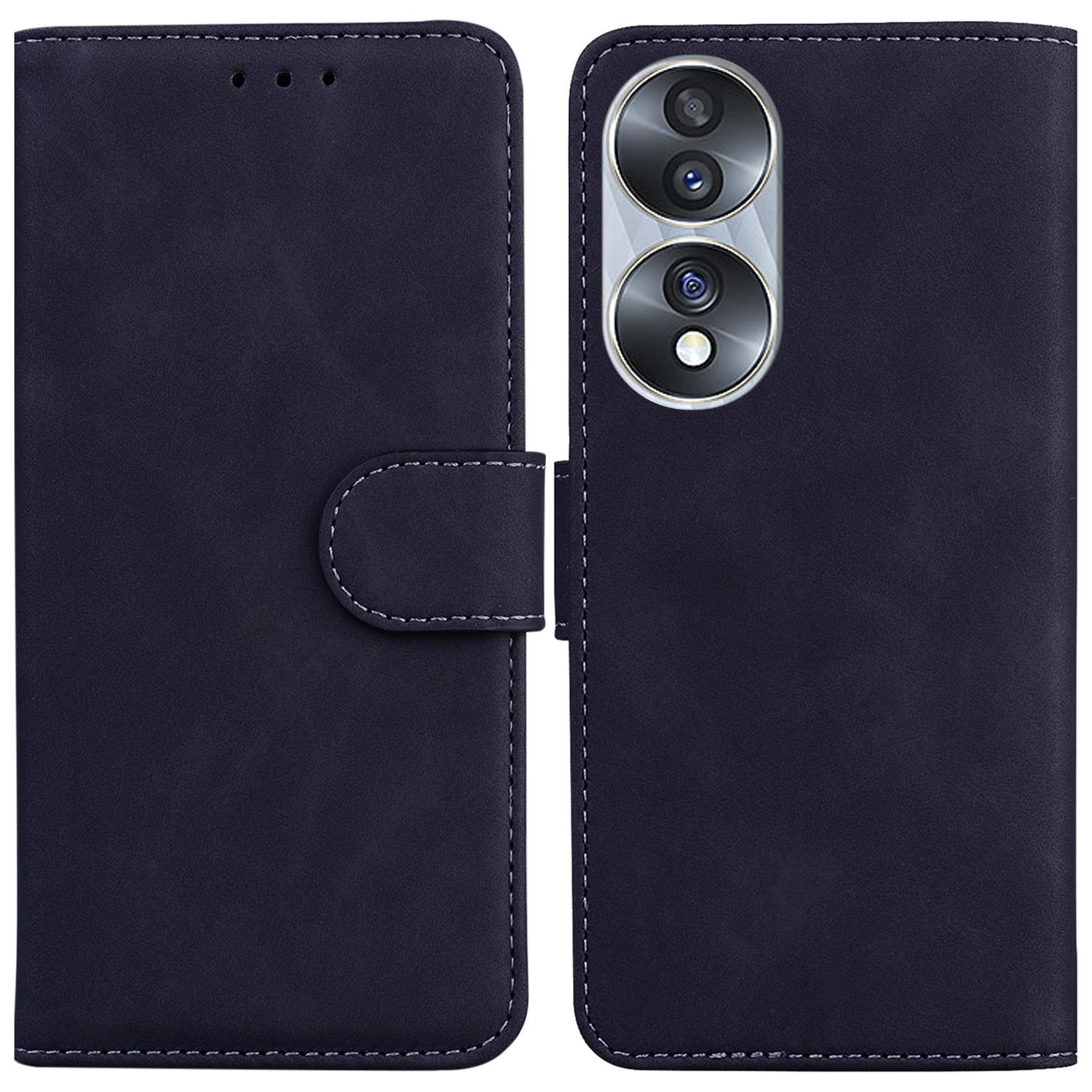 

Для Honor 70 5G PU кожаный раскладной чехол для телефона однотонный чехол-книжка-подставка кошелек Black