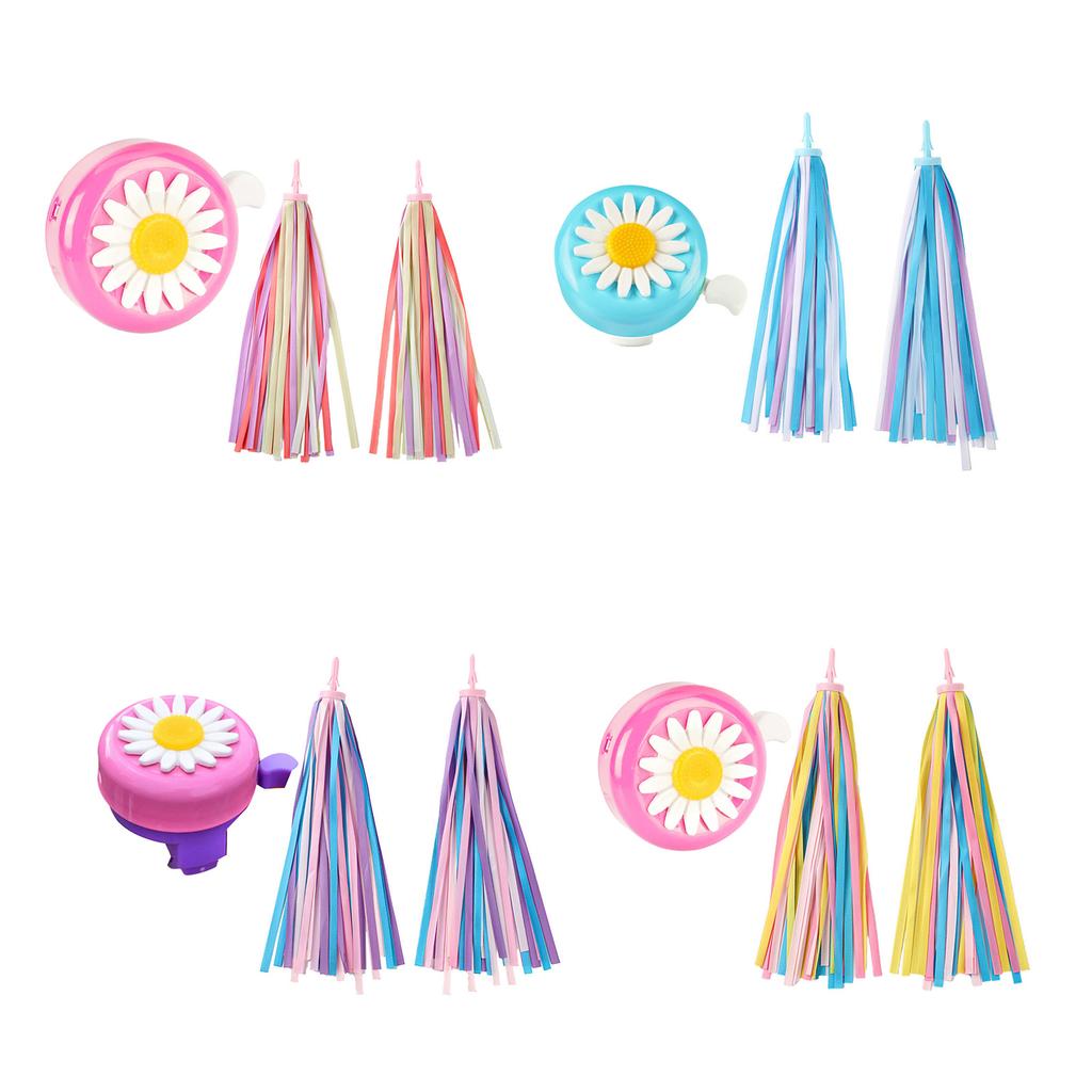 Childrens Bikes Bells with Colorful Streamers Loud Sound Kids Bikes Handlebars Horn and Handlebars Tassels Ornaments