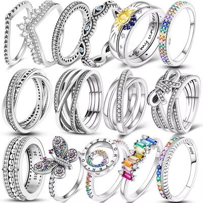 925 Silver Stackable Infinite Heart Daisy Flower Ring For Women Girl Original Silver 925 Rings Jewelry Gift