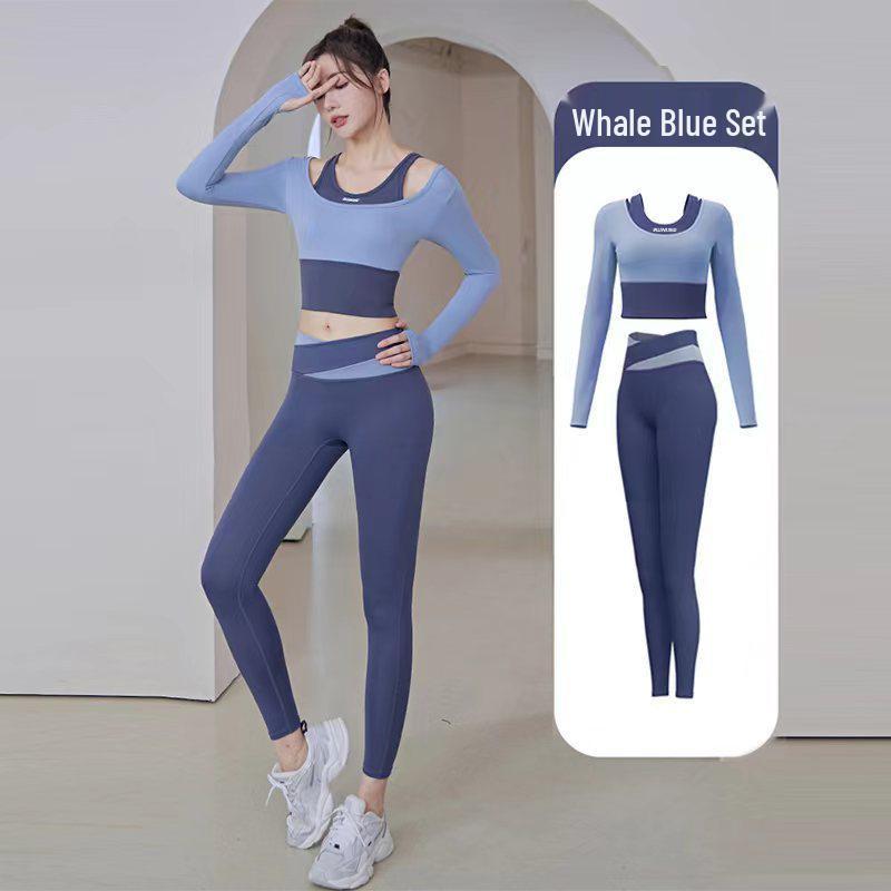 

Весенний двухпредметный комплект для йоги в стиле колор-блок - Спортивная одежда удлиненного кроя M