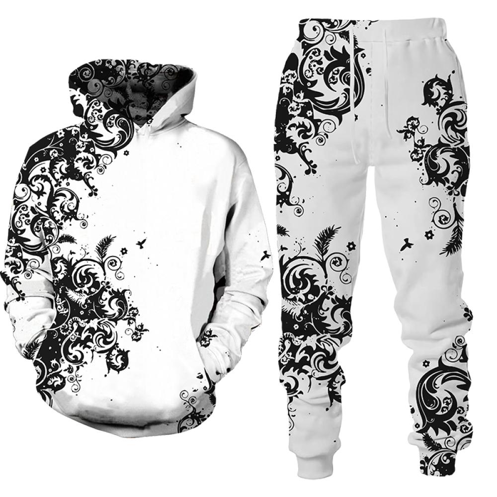Spring Autumn Baroque Style Printing Hoodies/Pants/Tracksuit Men's Women Two Piece Suit Harajuku Oversized Men Sweatshirt Sets