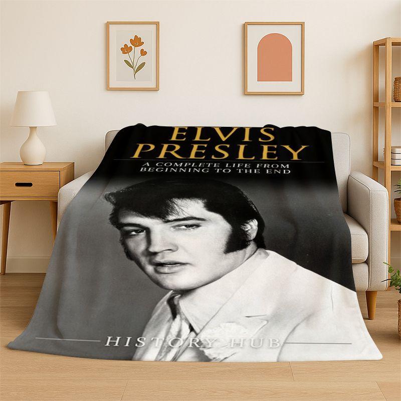 Coperta morbida in flanella retrò The King E-Elvis Presley, Coperta accogliente per letto, Divano, Divanetto, Camera da letto, Soggiorno, Viaggio, Picnic