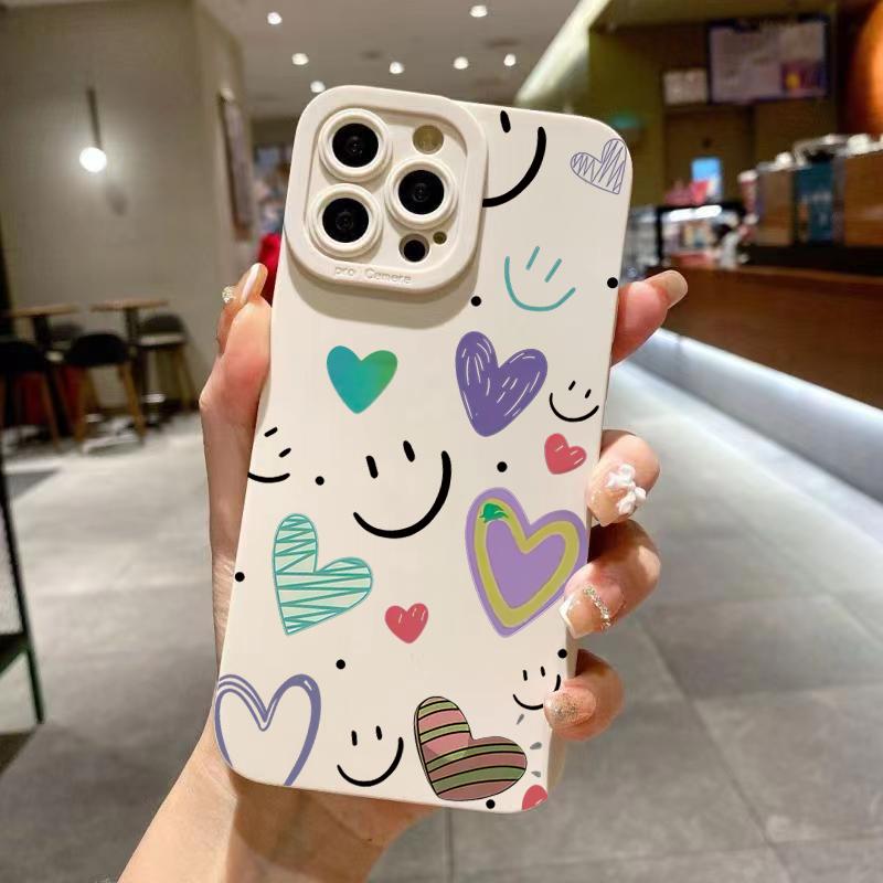 Colorful Heart Smile Shockroof Phone Case For iPhone 17 Air 16 15 13 12 11 Pro Max Pro Plus Lightweight Slim Fit Coque Cover