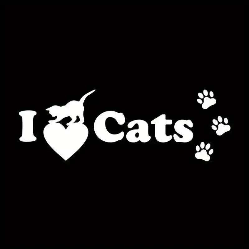 LYKX Cat Lovers I Love Cat Stickers Vinyl Decals Cute Cat Animal Love Vinyl Car Stickers Window Glass