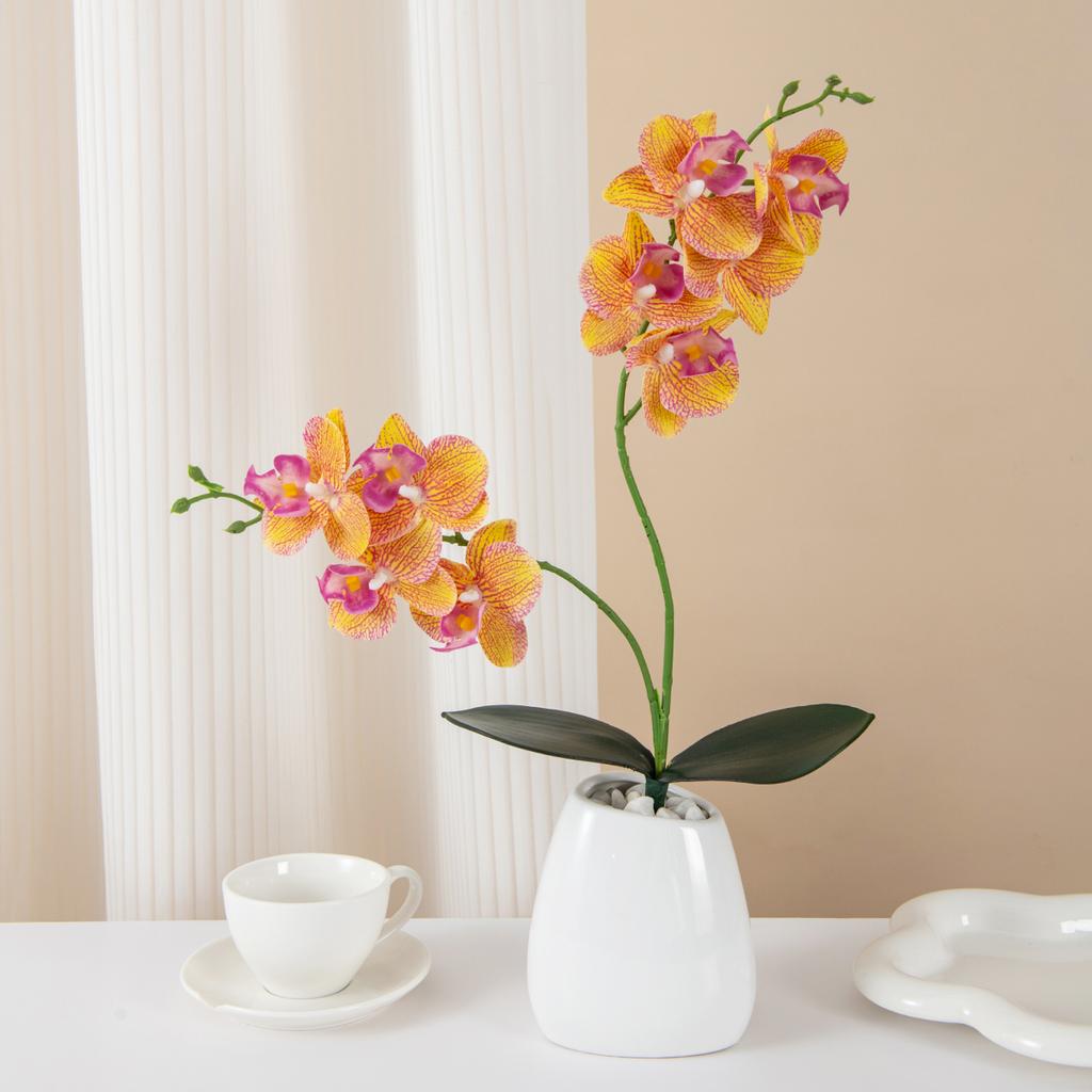 Artificial Flowers 2 Forked Butterfly Orchids Home Room Vase Table Decor Wedding Outdoor Yard Bridal Bouquets DIY Wreath Gifts