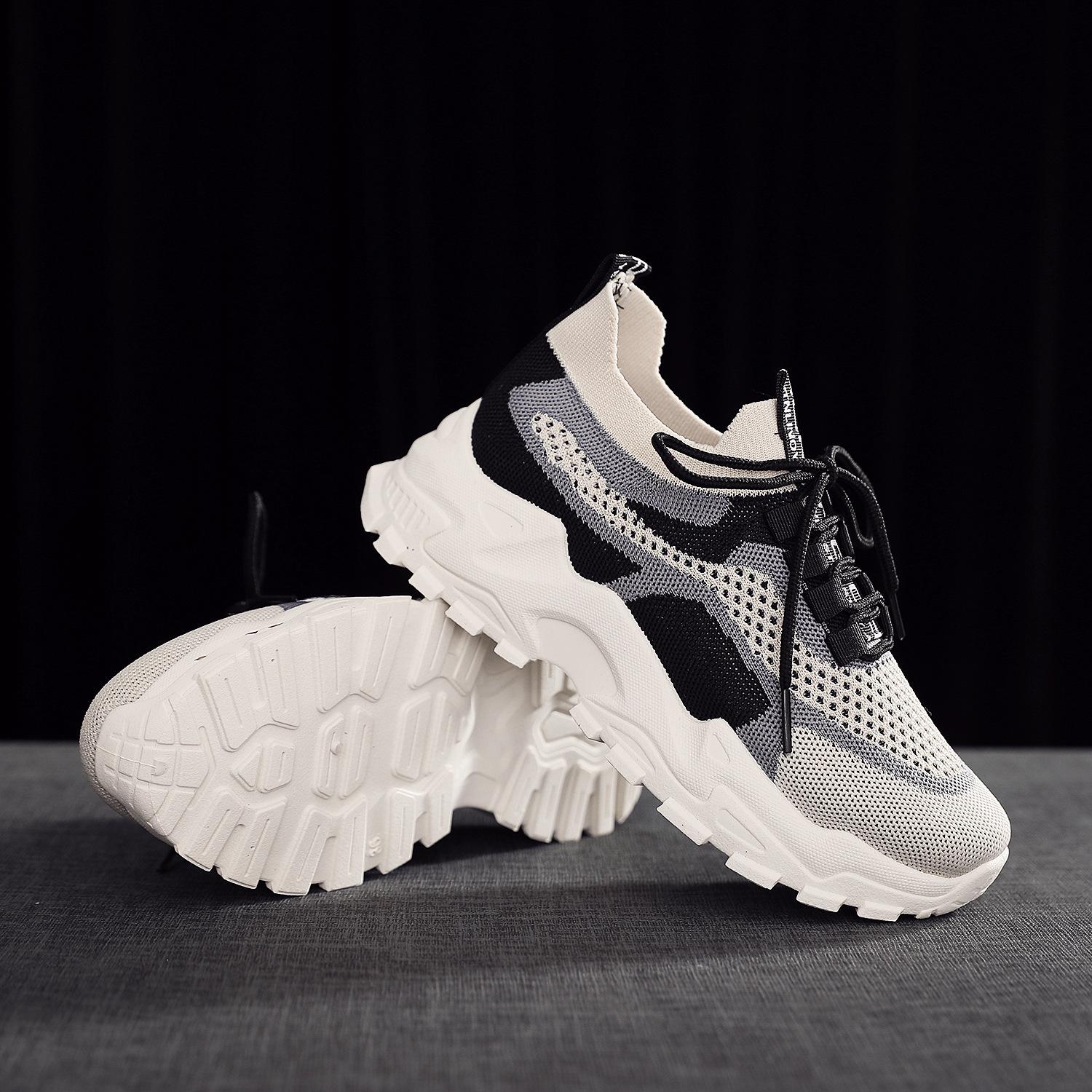 

2025 летние женские туфли дышащие сетчатые туфли из летучего трикотажа тренд папины кроссовки женские на платформе с увеличением высоты спортивная и повседневная обувь 40