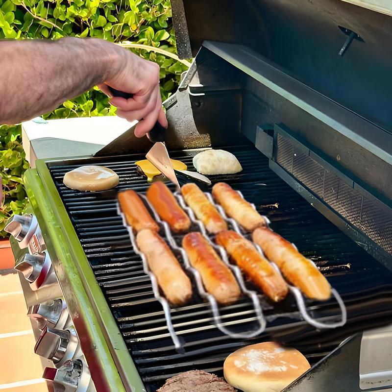 

Стійка-ролик для ковбасок для барбекю, Ролик-гриль для хот-догів, Гриль для ковбасок з нержавіючої сталі з обертанням на 360°, Для рівномірно приготованих хот-догів A