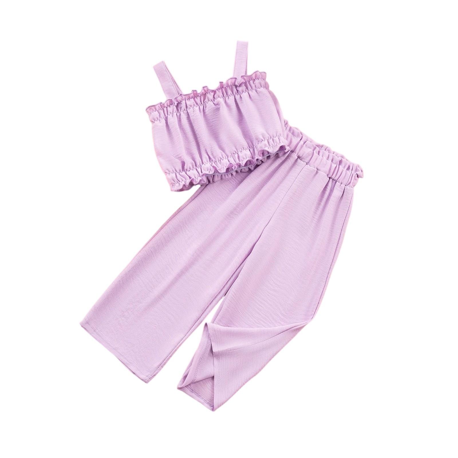 

Комплект для девочек однотонный - Майка без рукавов и брюки 90 фиолетовый