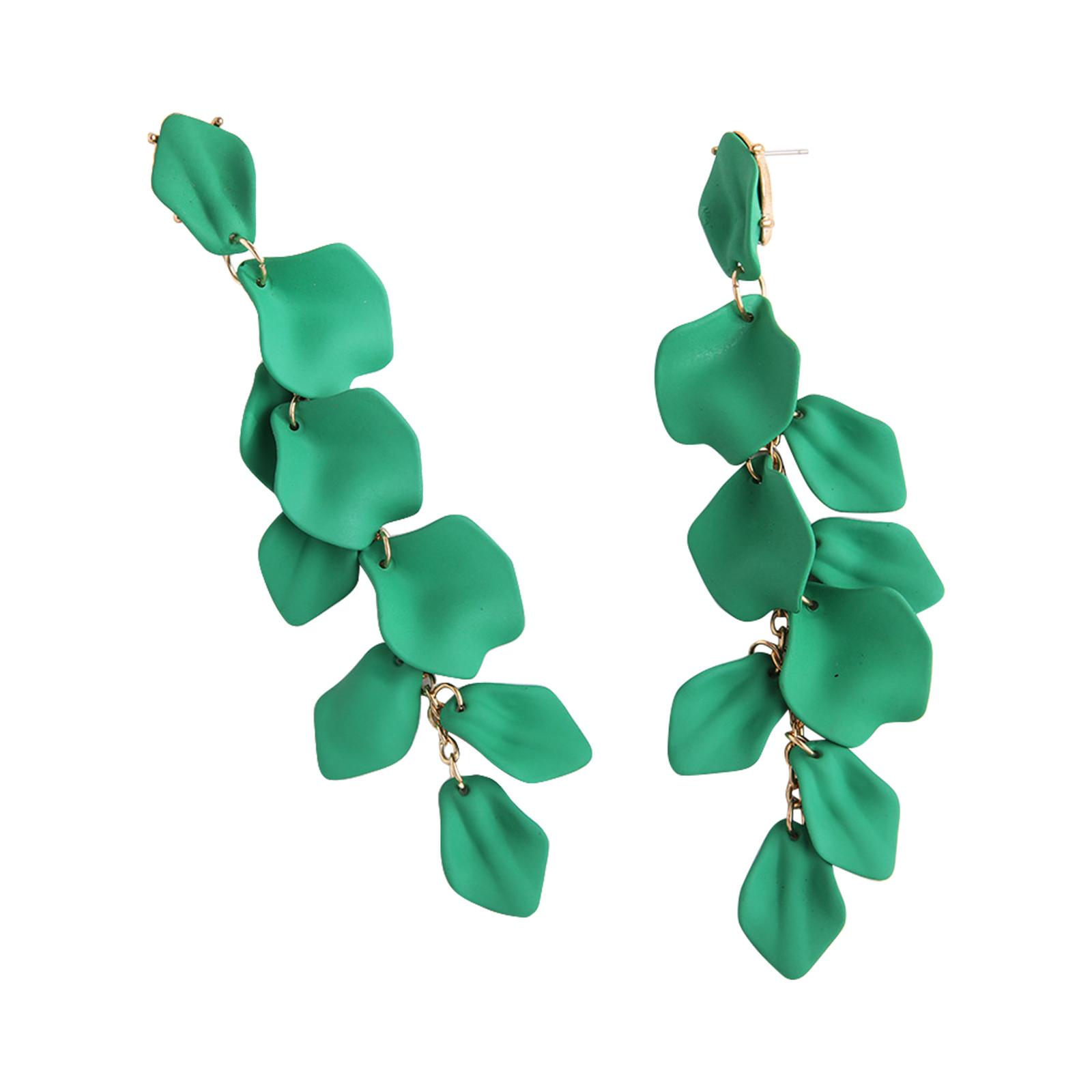 

Длинные акриловые серьги в виде лепестков роз, висячие серьги в виде преувеличенных цветов, серьги-капли с цветочными кисточками для женщин One Size зелёный