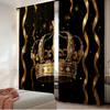 Set Of 2 Flat Printing Scene Curtain Golden Royal Crown Digital Printed Polyester Drapes Family Party Decoration Living Room Curtains Made Great