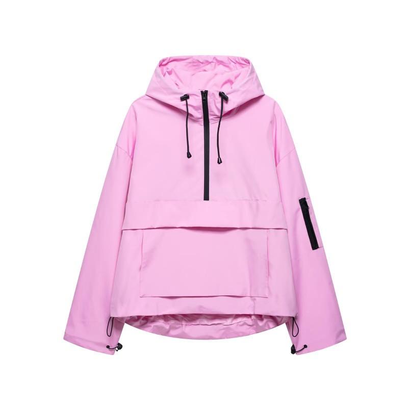Womens Casual Sporty Hooded Jacket Lightweight Zip Front Top Daily Wear