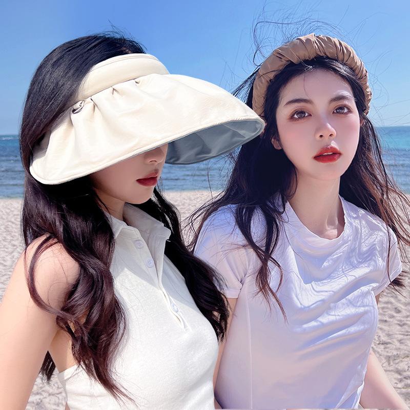 New empty top shell hat women's UV protection face covering summer cycling outdoor sweet sun hat women