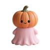 Halloween Statue Pumpkin Ghost Shape Figurine Pink Resin Statue Handheld Halloween Tabletop Decoration