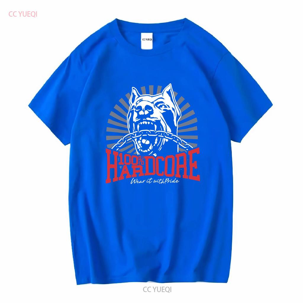 100 HARDCORE T Shirt Dog 1 Black Mens Gabber Pitbull vintage Washed homme Top For Everyday Wear Stretched Stylish Breathable