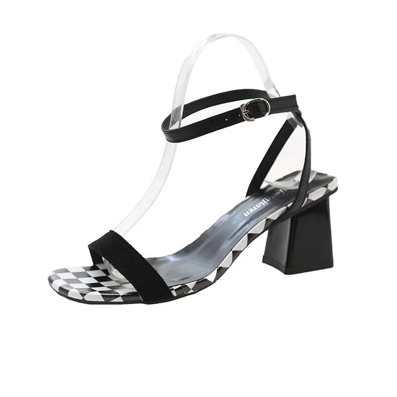 Designer Women High Heel Sandals Summer Casual Female Shoes Woman Square Heel Open Toe Ankle Strap Lady Sandalias Wedge Shoe