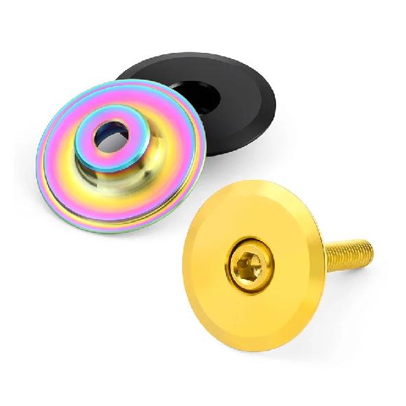 MUQZI Titanium Top Cap MTB Headset Top Cap MTB Road Folding Bike Headset Stem Cover with Titanium Bolt M6 X 35mm