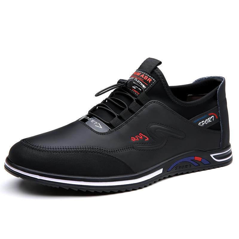 88 Men'S Shoes Inner Height Increase Casual Shoes Sports Leather Shoes Spring Low-Top Leather Surface Foot Cover Thick Sole Outdoor Running Shoes