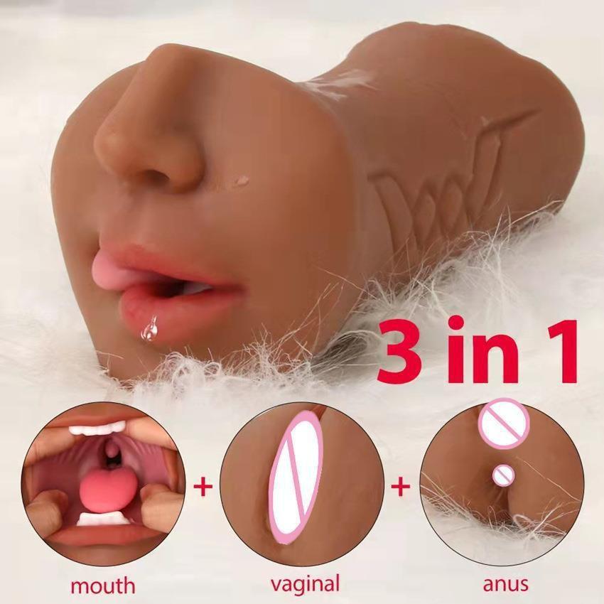 Realistický 3v1 Pánský masturbátor - Oboustranný design s orální, vaginální a anální rukávkou pro realistický pocit