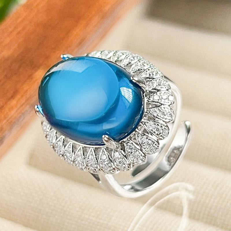 Autumn And Winter Jewelry European Simulation Pigeon Blood Red Corundum Plain Surface Retro Set Main Stone 13 * 18