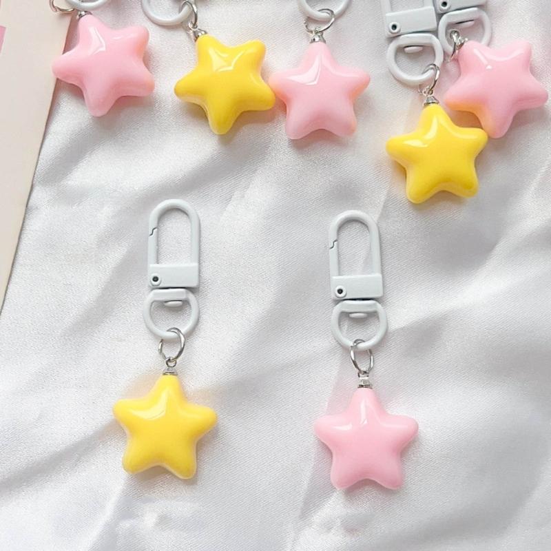 Acrylic Phone Pendant Chubby Color Five-Pointed Star Y2k Girl Heart Phone Buckle Niche Keychain Handmade Beads Trinket