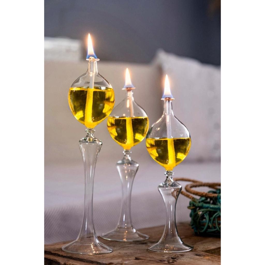 Drops Footed Glass Lamp Set Of 3 Oil Lamp