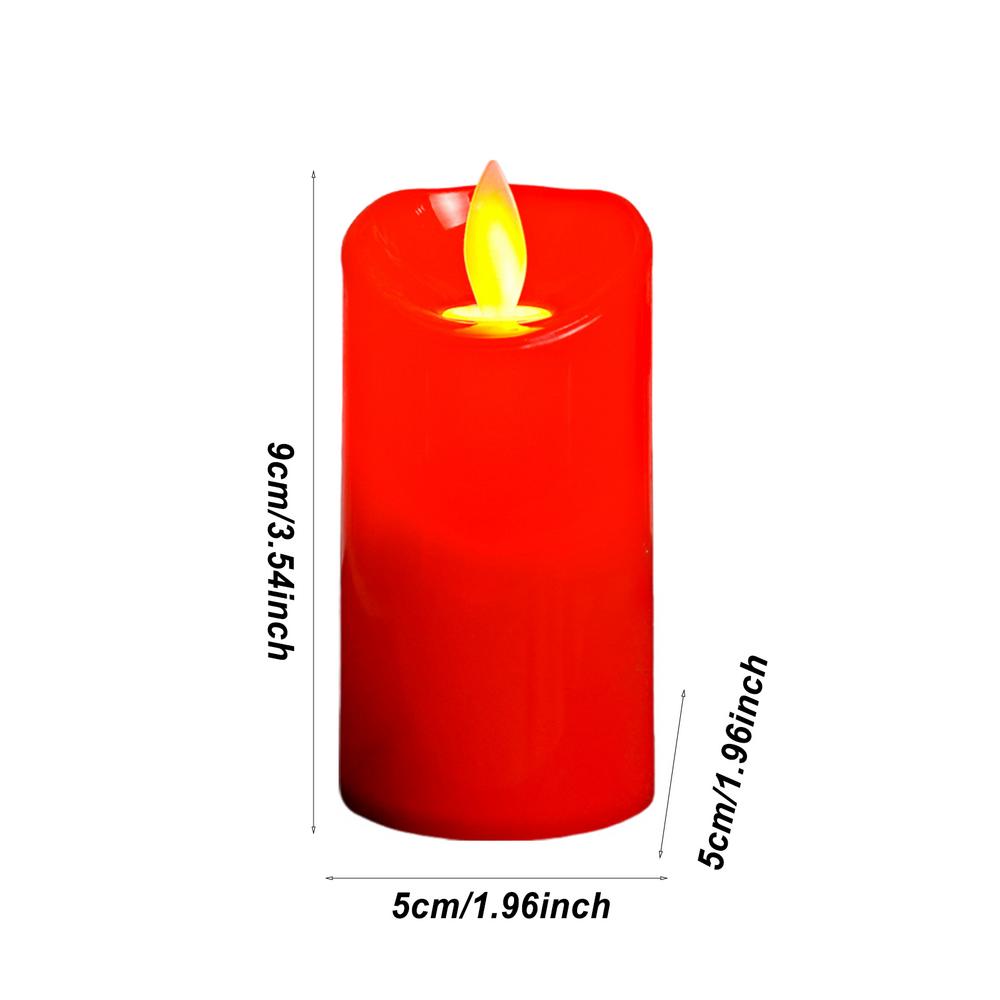 Flickering Flame Pillar Candles Red Battery Power LED Electronic Fake Candles Table Decoration Supplies For Home Party