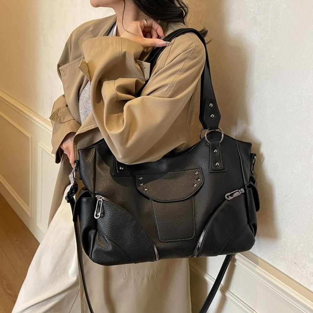 Women's Large PU Leather Shoulder Bag Fashion Tote Handbag